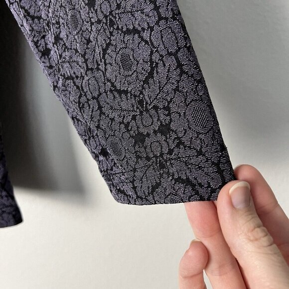 Vintage 90s Y2K Dark Floral Velvet‎ Trim Top Whimsigoth Romantic Size Large - Picture 3 of 7